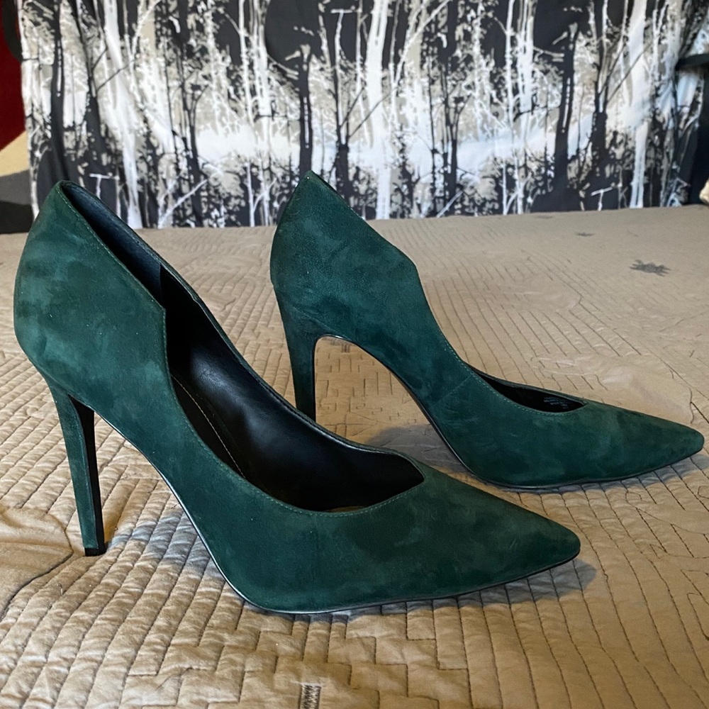 Kendall and Kylie Green Suede Heels